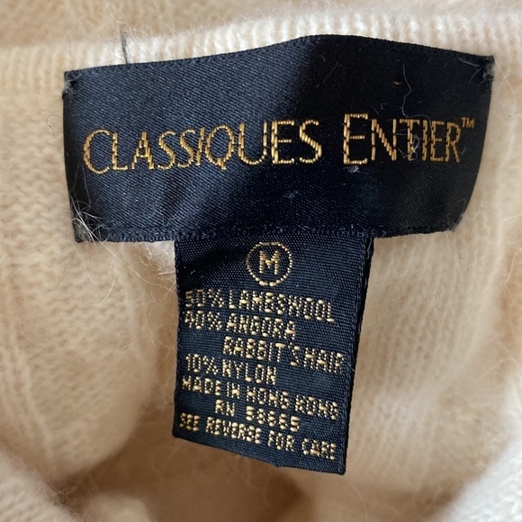 Classiques Entier Lambswool Angora Rabbit Hair Cable Knit Short Sleeve Sweater - Picture 6 of 7